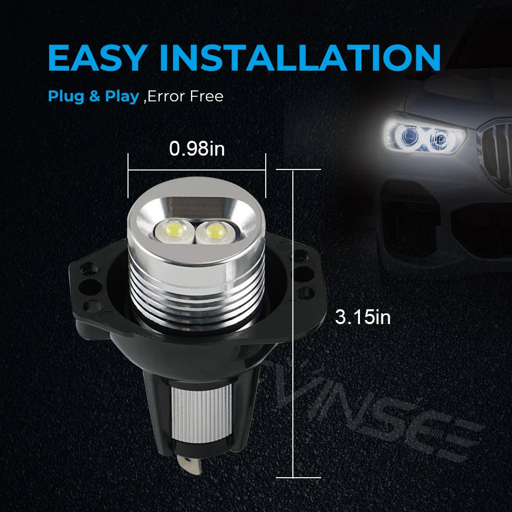 For BMW E90 E91 325i 325xi 328i 328xi 335i 335xi M3, 2pcs 10W LED Angel Eyes Ring Marker B