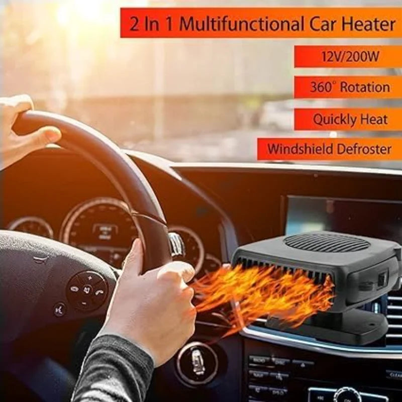 2 in 1 Car Heater Cooling Fan 12V 24V Portable Windshield Defroster Anti-Fog Fast Heating Winter - Automotive LED Light