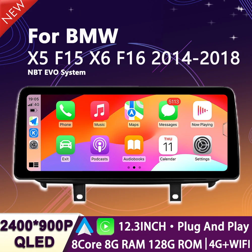12.3inch Android 15 Car Radio Multimedia Player For BMW X5 F15 X6 F16 2014 2015 - 2018 NBT | AUTOKITSHOP