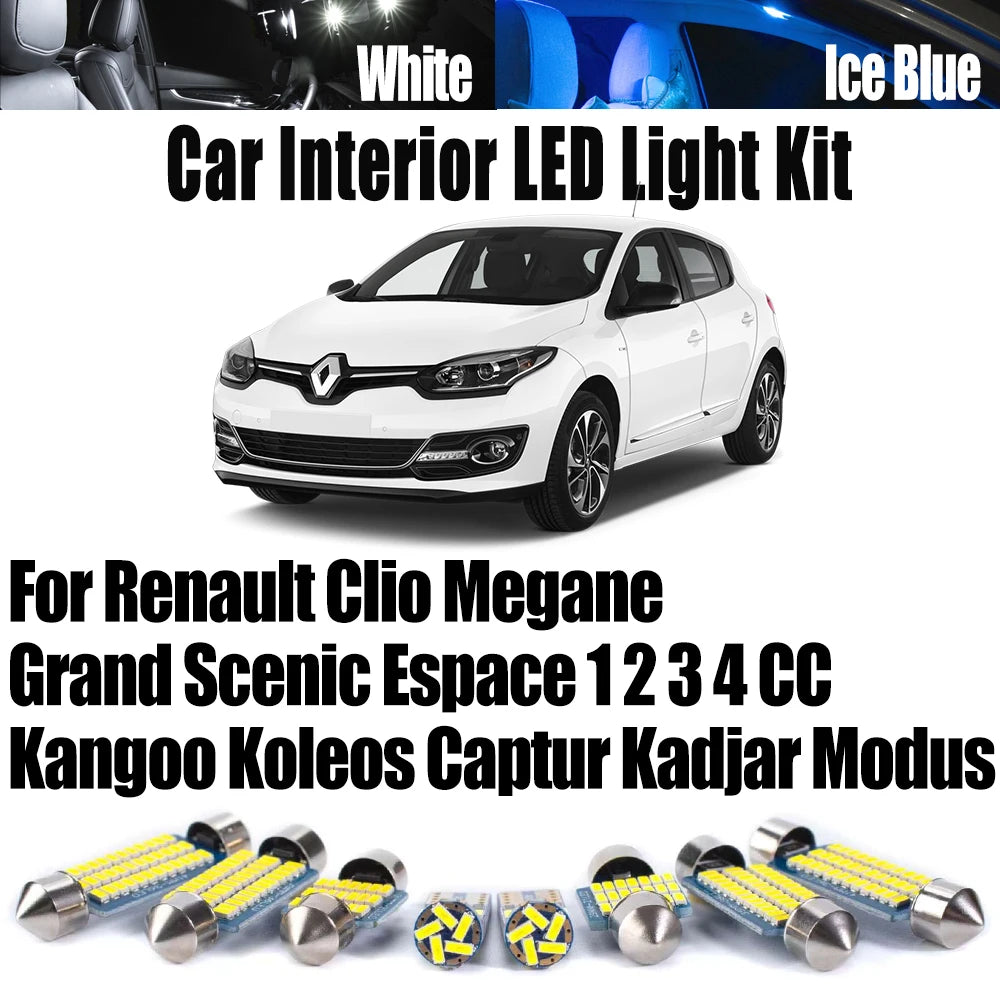 LED Interior Light Kit for Renault Clio Megane Grand Scenic Espace 1 2 3 4 CC Kangoo Koleos Captur Kadjar Modus Car L...