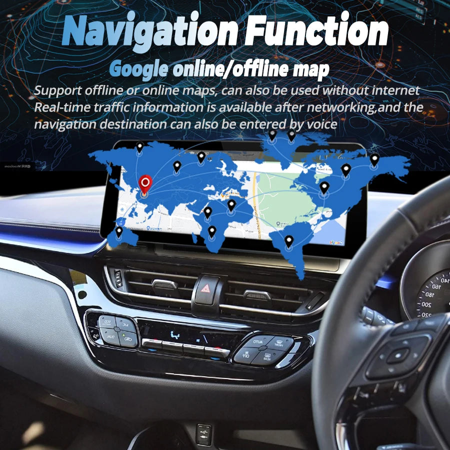12.3'' Qled Screen Car Radio For Toyota CHR With Right Hand Drive Android 14 Video Player