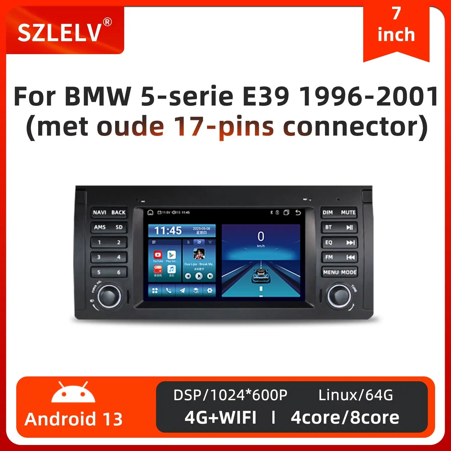 For BMW 5 Series E39 (2004-2012) Android 13 Car Multimedia Audio Player Stereo Radio with