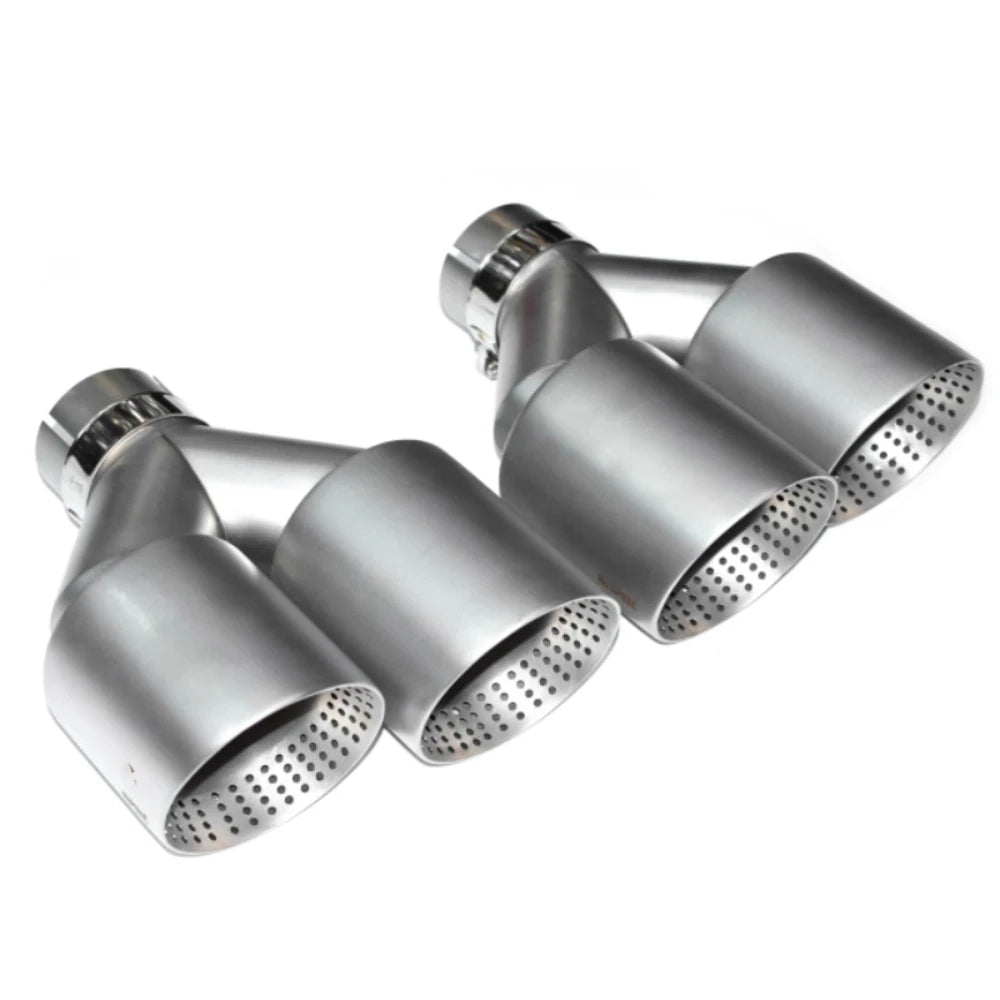 1 PCS Exhaust Tip Car Modify Double Outlet Exhaust Pipe Nozzle Decoration Matt Stainless Tail Pi - Automotive LED Light