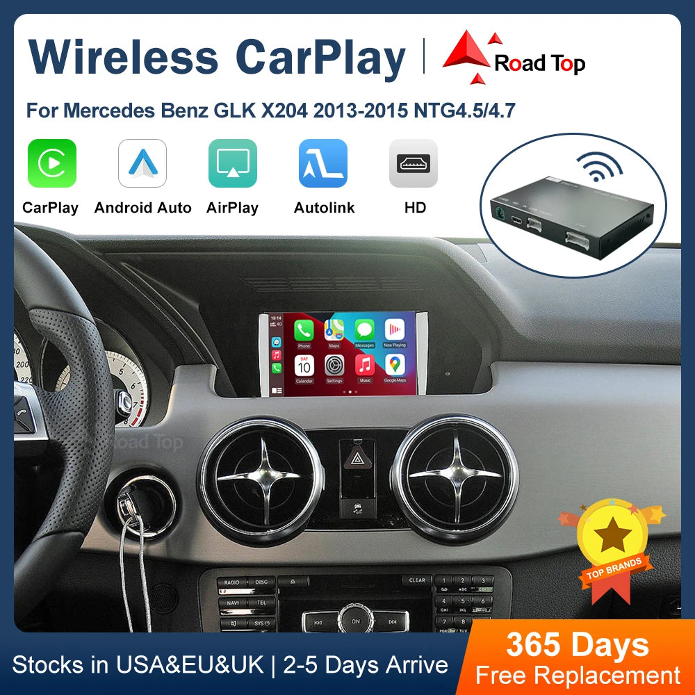 Road Top Wireless CarPlay for Mercedes Benz GLK NTG4.5 2013-2015 with Android Auto Mirror  | AUTOKITSHOP