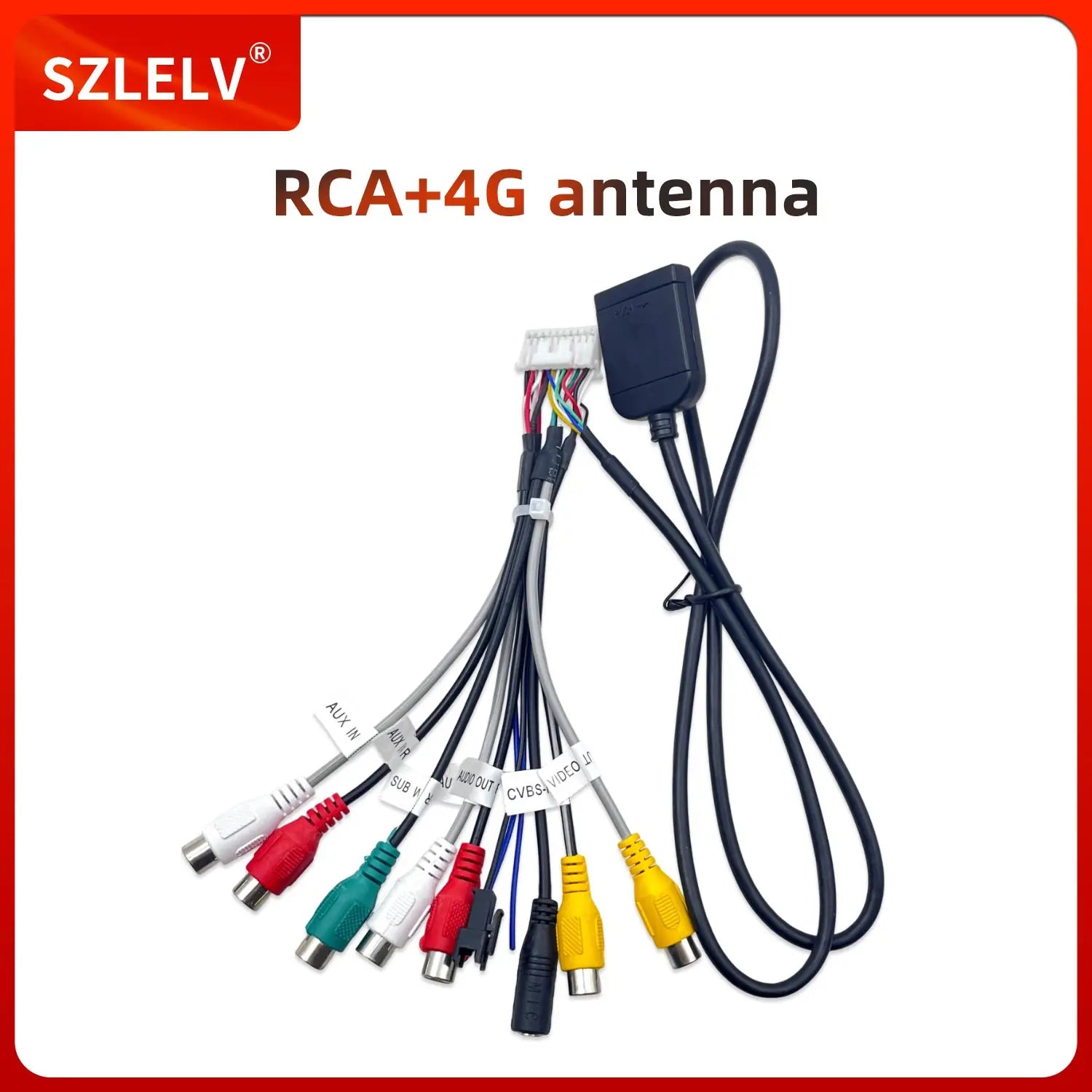 Universal 20 Pin RCA Cable for Android Car Stereo Radio Subwoofer Amp AUX Adapter with SIM