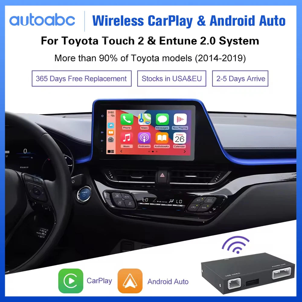 Wireless Carplay Android Auto Adapter for Toyota with Entune2.0 2014-2018 Fits for Tundra/