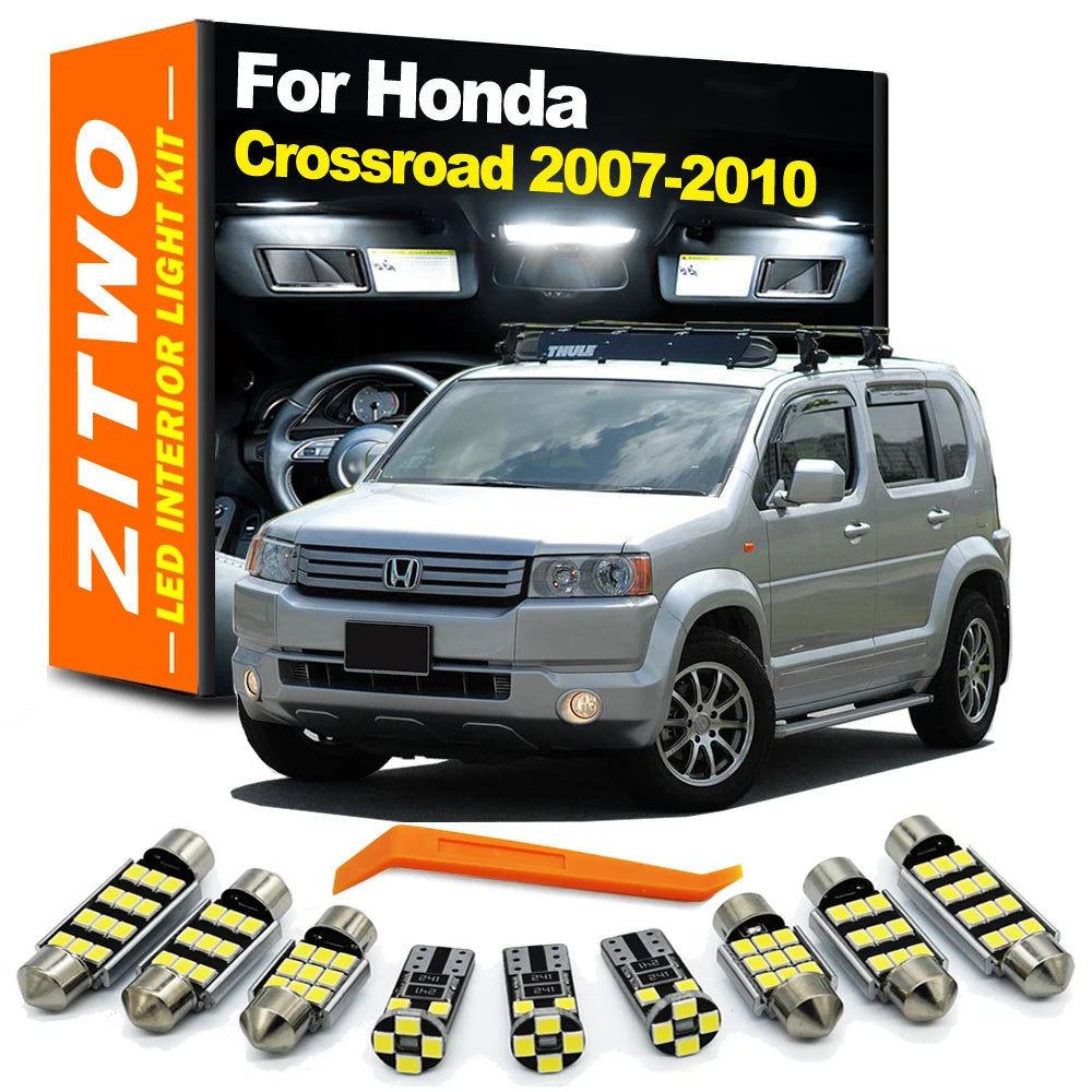 ZITWO 8Pcs For Honda Crossroad 2007 2008 2009 2010 Vehicle LED Bulb Interior Dome Trunk Reading Map Light Plate Lamp Kit Canbus
