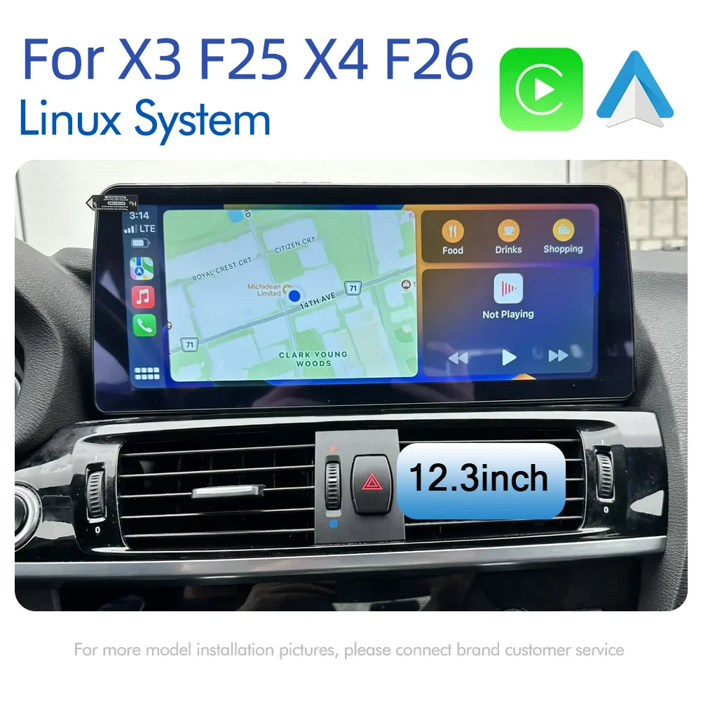 Wireless Carplay Android Auto Screen For BMW X3 F25 X4 F26 2014-2018 Car Stereo Radio Mult