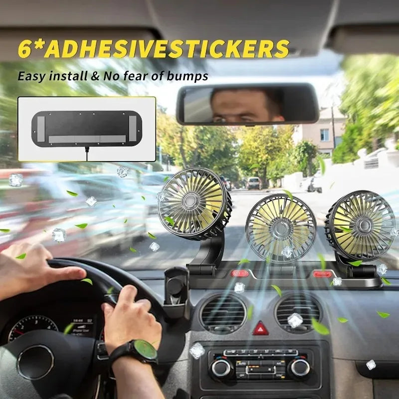 1/2/3 Head Car Fan Summer Air Cooler USB/12V/24V Adjustable 2 Speeds Silent Fan for Home Desk Of - Automotive LED Light