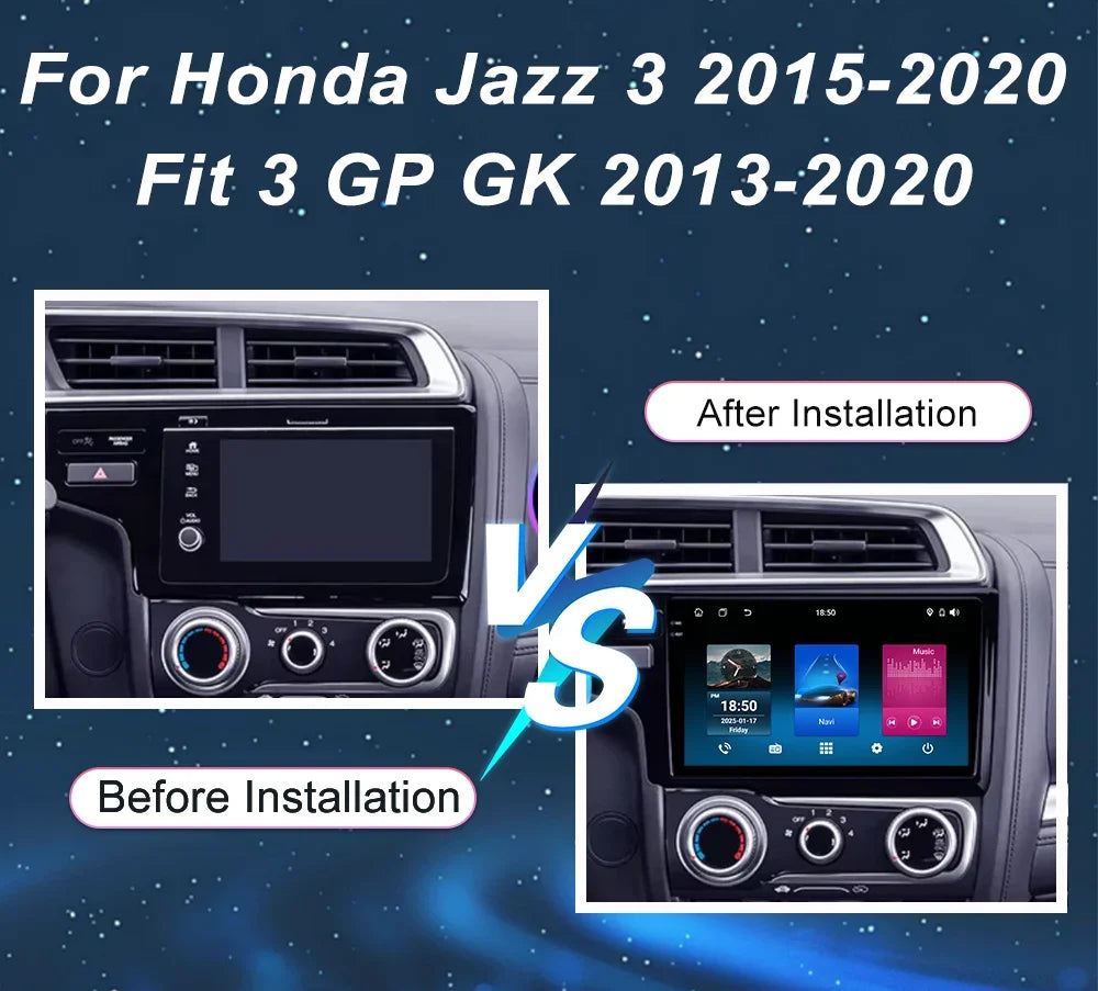 Android 15 For Honda Jazz 3 2015 -2020 Fit 3 GP GK 2013 -2020 Auto Multimidia Video Player