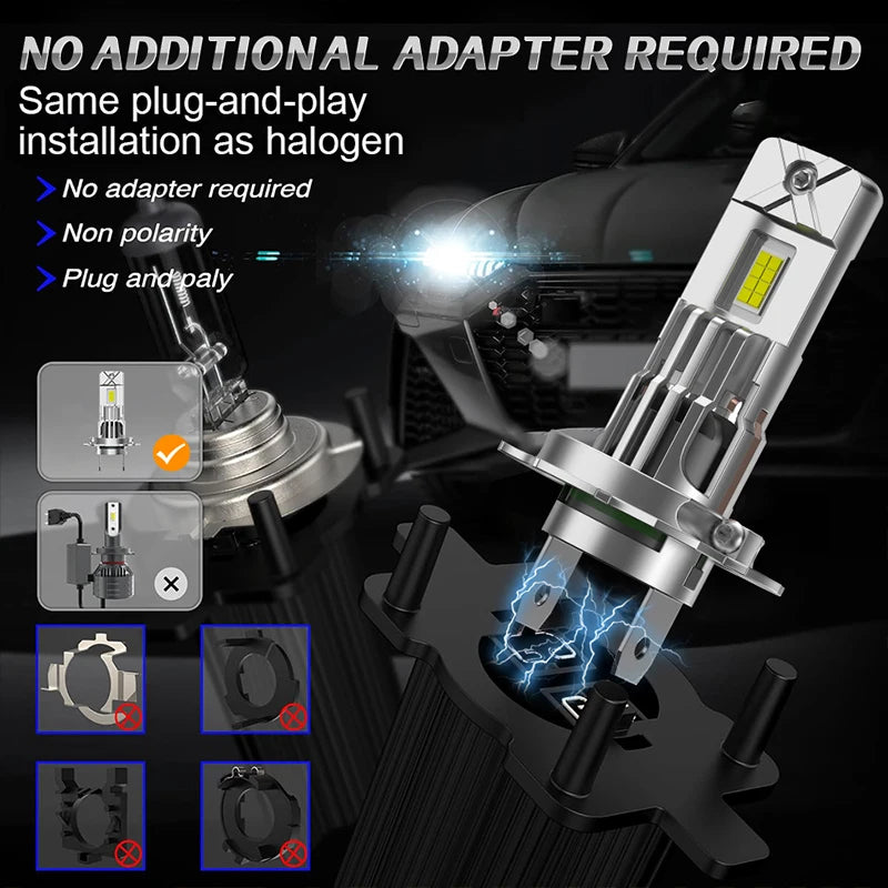 H4 H7 LED CANBUS Light Mini Head Lamp 1:1 Size Wireless with Fan Car LED Headlight Bulbs P