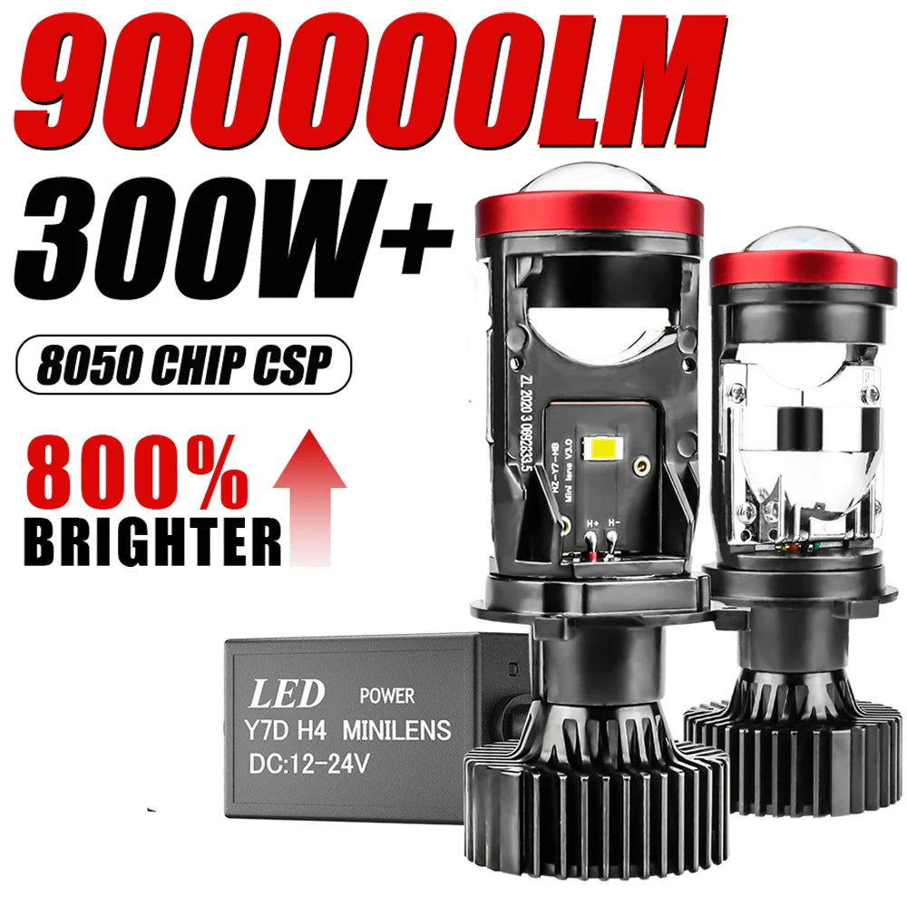 H4 Bi LED Projector Lens 900000LM Plug&Play Mini Car Bulb Canbus Auto Headlight Turbo Lamp