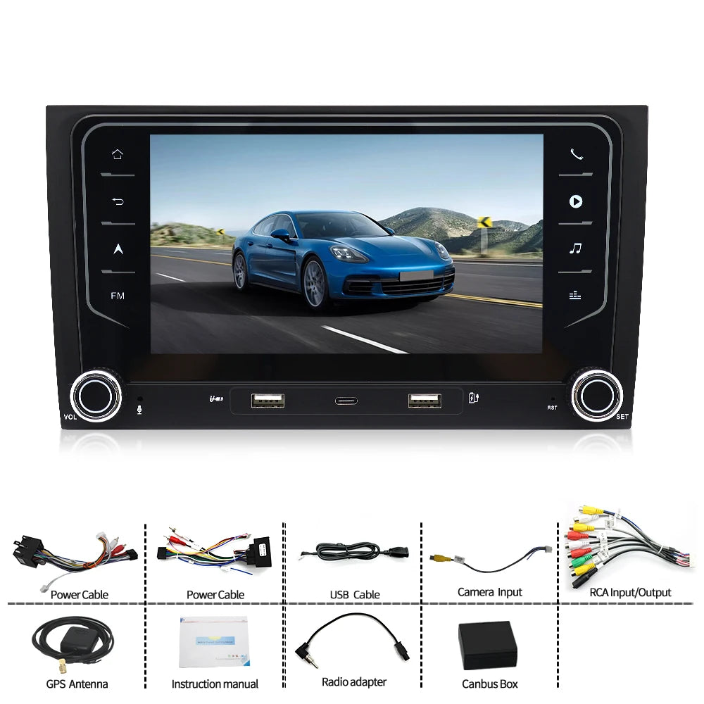 7" Android Car Radio GPS for Audi A4 2002-2008 Knob Version - Wireless CarPlay Android Auto Bluetooth Steering Control
