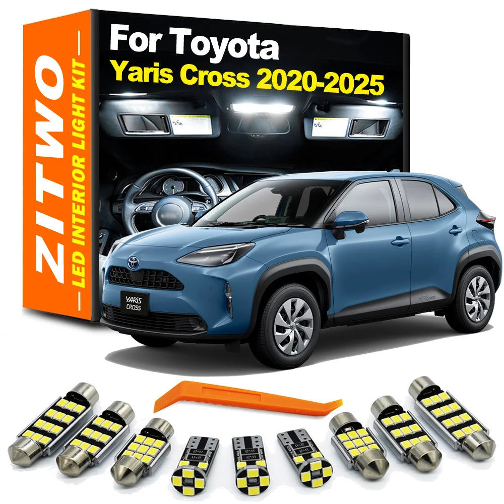 11Pcs Car Interior Lamp For Toyota Yaris Cross 2020 2021 2022 2023 2024 2015 LED Indoor Dome Map - Canbus LED Car Light