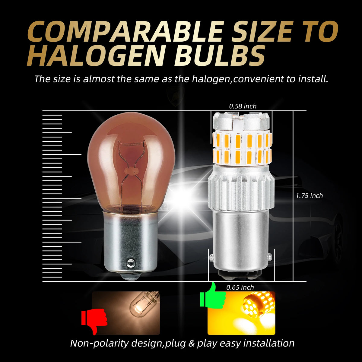 HYNBYZJ 2Pcs P21W 1156 BA15S Canbus 1157 BAY15D P21/5W 7443 3157 LED Bulbs 1200L for BAY15D BA15S P21W - LED Daytime Run