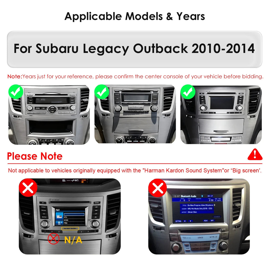 2DIN Android14 Carradio For Subaru Legacy Outback 2010-2014 Multimedia player BySnapdragon