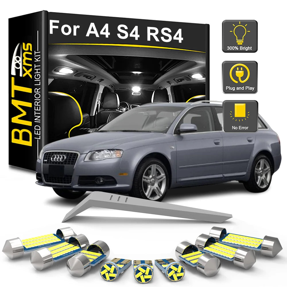LED Interior Light Kit for Audi A4 S4 RS4 B5 B6 B7 B8 Sedan Avant 1996-2012 - Canbus Dome Map Door Trunk Bulbs | AUTO...