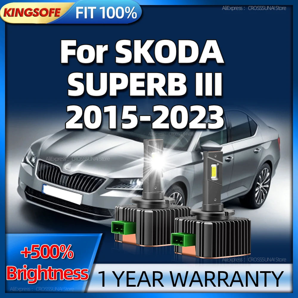 LED Headlight Bulbs D3S Car 30000LM Canbus CSP Chip 6000K Light For SKODA SUPERB III 2015