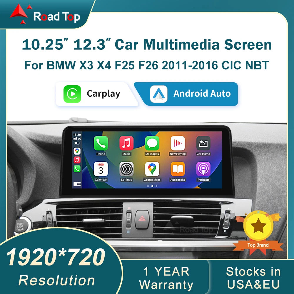 RoadTop 12.3'' Wireless CarPlay Multimedia Linux Touch Screen For BMW X3 F25 X4 F26 2011-2