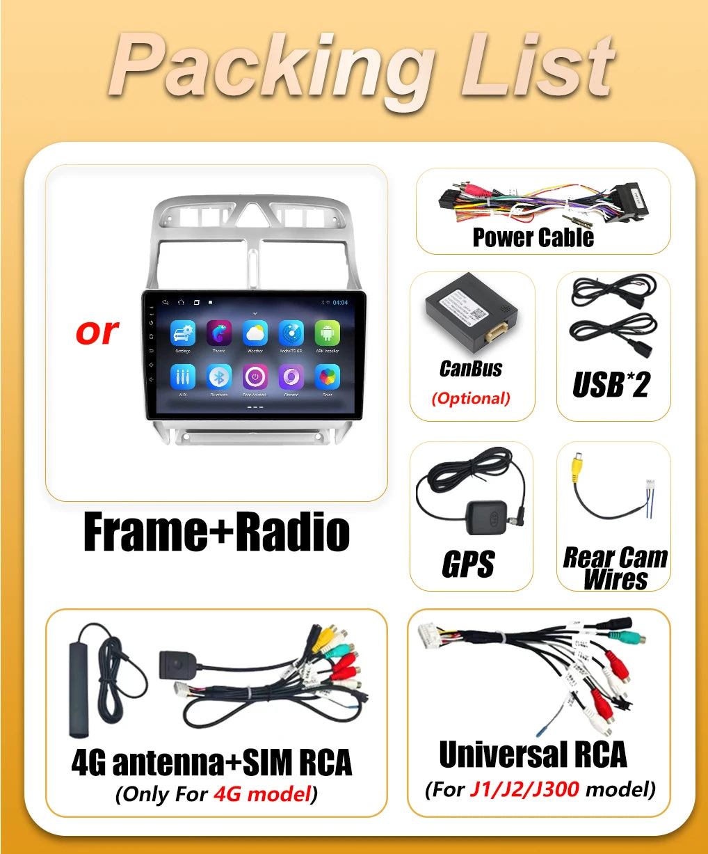 Android 16 Car Radio For Peugeot 307 307CC 307SW 2002 2003 2004 2005 -2013 Carplay Multime | AUTOKITSHOP