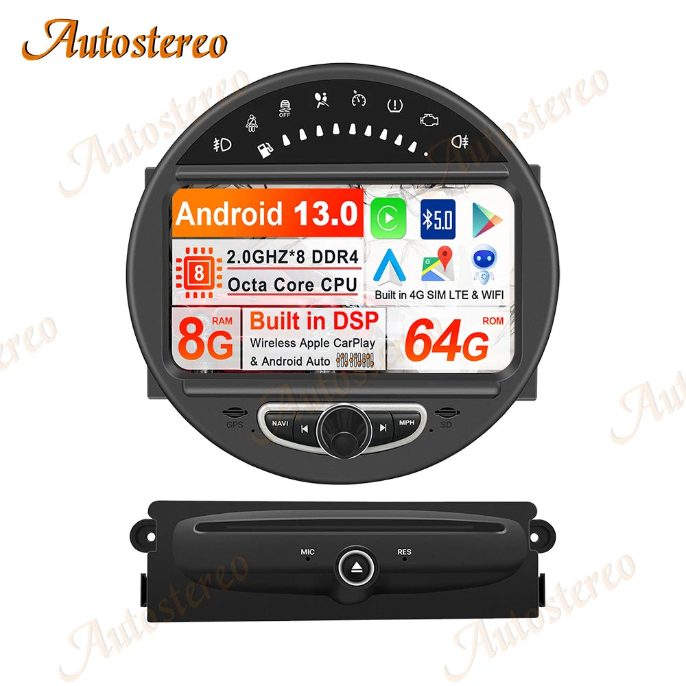 8"Auto Stereo Carplay Android 13.0 For BMW MINI 2006-2013 DSP Car Multimedia Player GPS Na