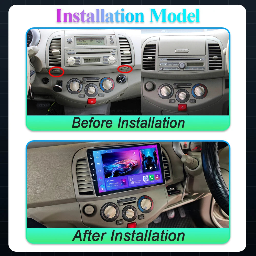 9 Inch Android 16 For Nissan March Micra K12 2002 2003 2004 2005 2006 2007 2008 2009 2010  | AUTOKITSHOP