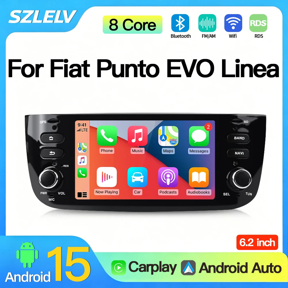 SZLELV Carplay Andorid Auto Car Radio Multimedia Player For Fiat Punto EVO Linea 2010-2016