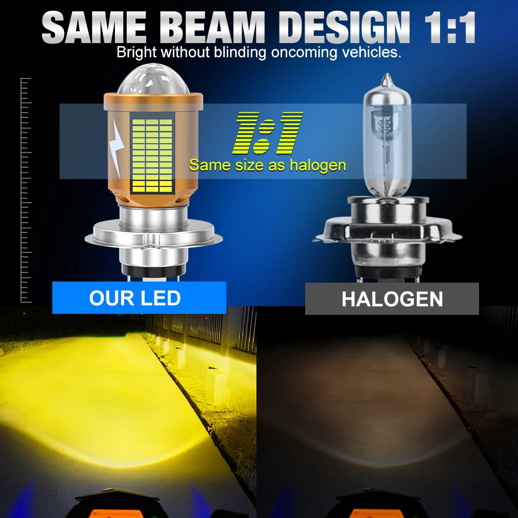 H4 LED Motorcycle Headlight Bulb 12V 50W LED Light BA20D 4014+3570 CSP High Low Beam Moto