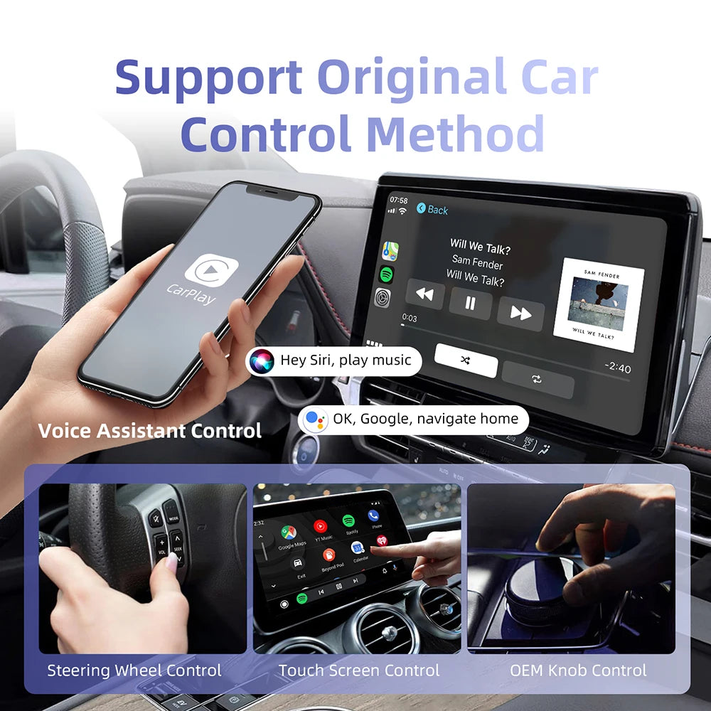 Mini Wireless Carplay Adapter Android Auto Smart Dongle Plug and Play For Audi Toyota Mazd