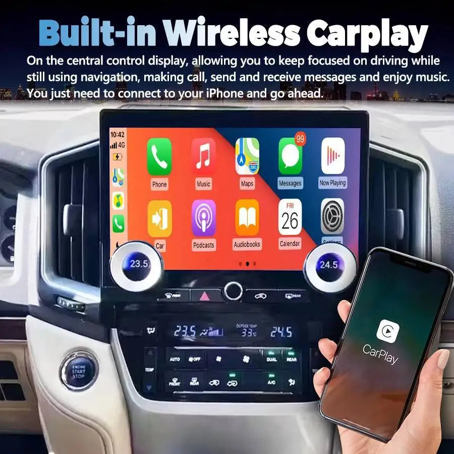 Navigation Stereo Android 13 GPS QLED Car Multimídia Player HU For Toyota Land Cruiser 201