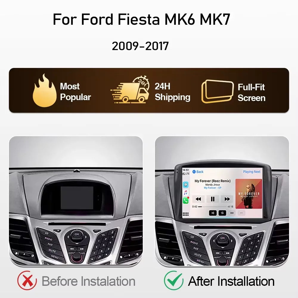 Android 16 Carplay For Ford Fiesta MK6 MK7 2009 -2017 Car Radio Car Navigation GPS Multime