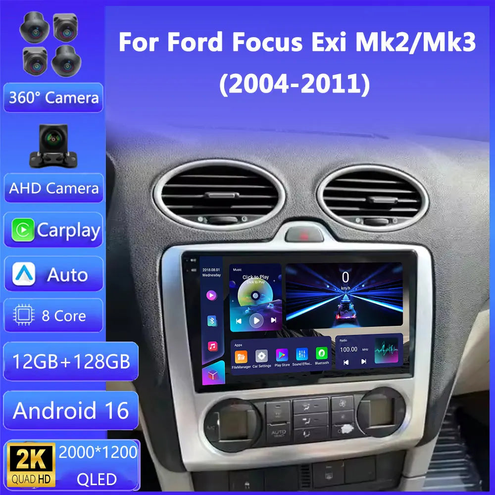 9 "Car Radio For Ford Focus Exi MT Mk2 MK3 Multimedia Player Android 16 GPS Navigation Hea