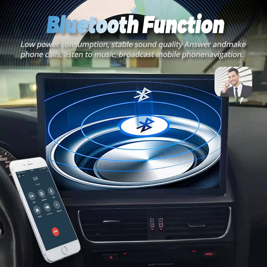 13.3Inch 2K Screen Android 14 Car Multimedia Video Player For AUDI A4 S4 B8 2013 2014 Ster