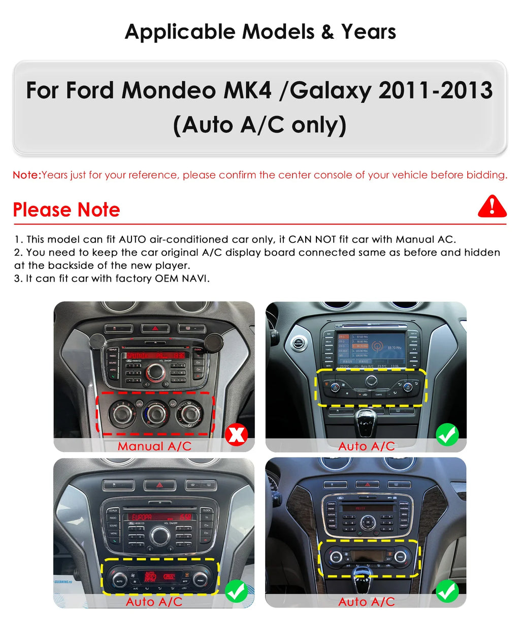 9.7"Android 13 Auto Car radio for Ford Mondeo mk4 Galaxy A/C 2011-2013 Multimedia player 4