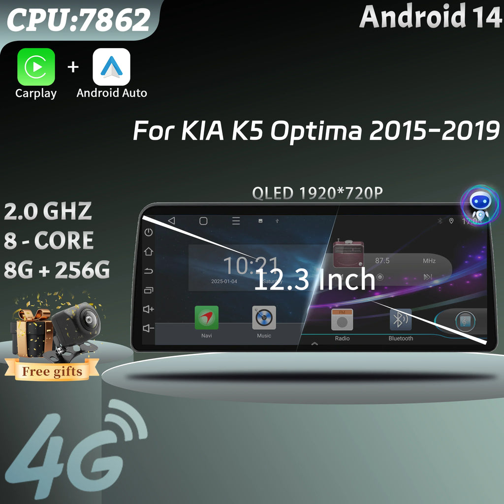 12.3inch Android 15 For KIA K5 Optima 2015 2016 2017 2018 2019 Car Radio Multimedia Naviga
