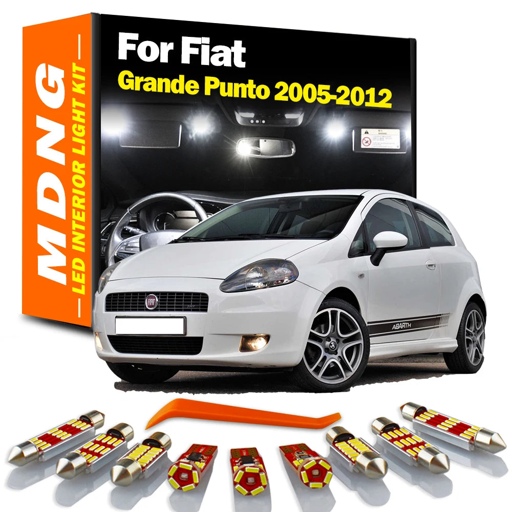 9-Piece LED Interior Light Kit for Fiat Grande Punto 2005-2010 - Canbus Dome Map Door Trunk Bulbs | AUTOKITSHOP