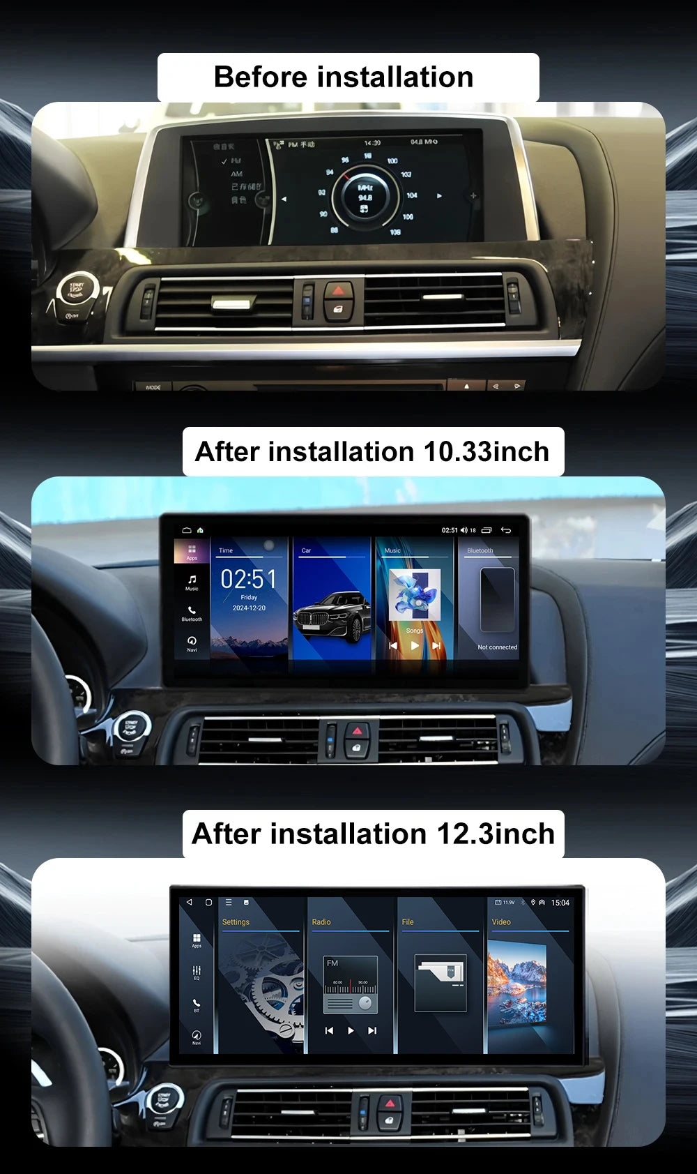 QLED Car Radio For BMW 6 Series F06 F12 2010-2017 CIC NBT EVO System Android 16 Video Mult