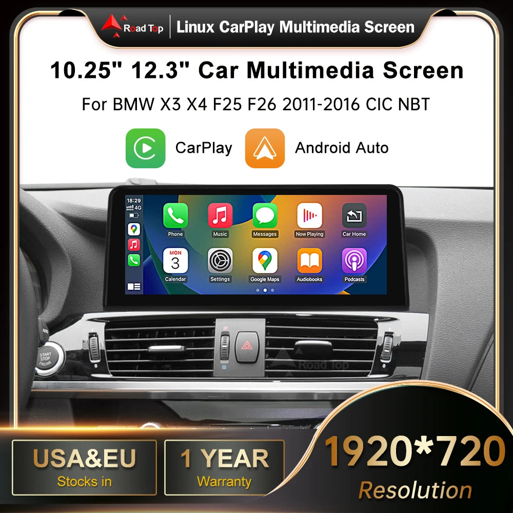 CN 12.3 Wireless Carplay Multimedia Linux Touch Screen For BMW X3 F25 X4 F26 2011-2016 CIC
