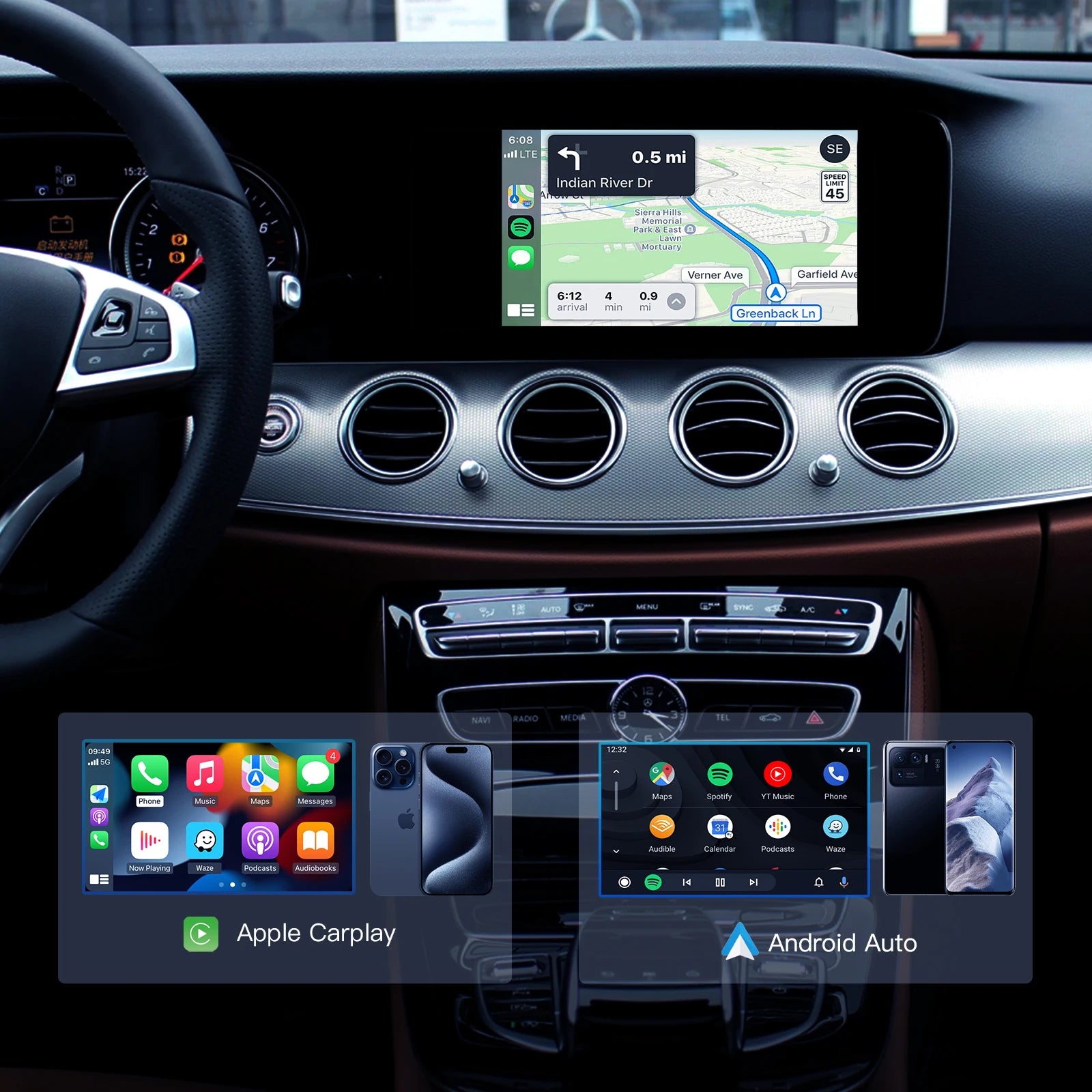 Wireless Carplay Module Android Auto Adapter for Mercedes Benz A B C S GL W176 W246 W205 W