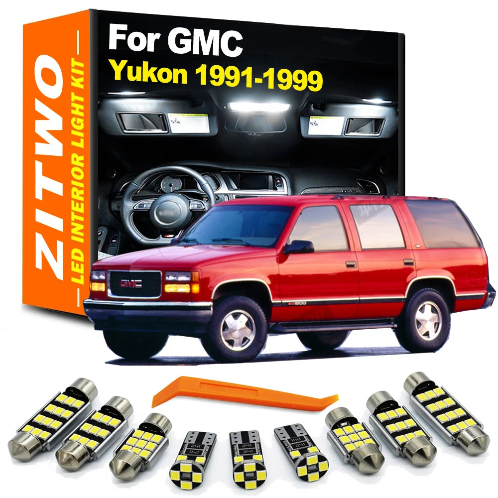 ZITWO 17Pcs LED Car Interior Light Kit For GMC Yukon 1991 1992 1993 1994 1995 1996 1997 1998 1999 Dome Map Trunk Plate Lamp