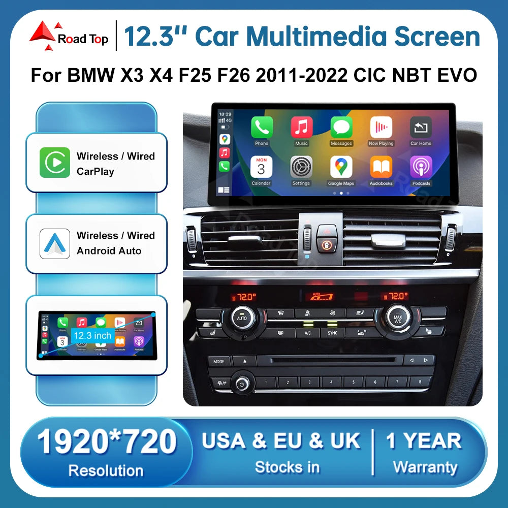12.3" Ultra Thin Touch Screen Multimedia Display For BMW X3 F25 X4 F26 2011-2022 With Wire | AUTOKITSHOP