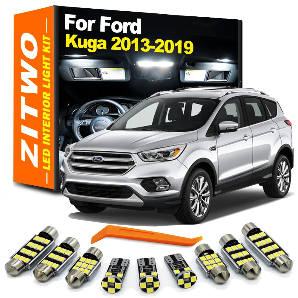 ZITWO 14Pcs LED Interior Bulb Kit For Ford Kuga 2013 2014 2015 2016 2017 2018 2019 Dome Reading  - Canbus LED Car Light