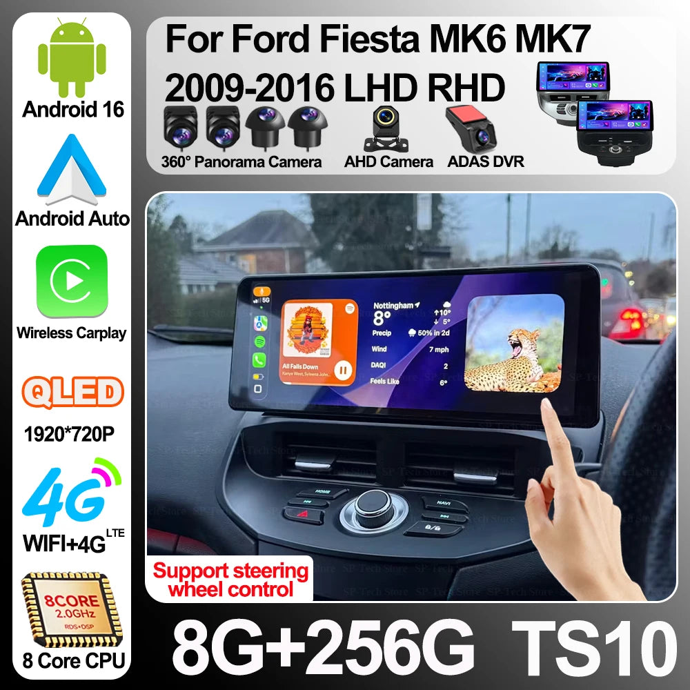 12.3 For Ford Fiesta Mk6 Mk7 2009 2010 2011 2012 2013 2014-2016 Lhd Rhd Android 16 Carplay | AUTOKITSHOP