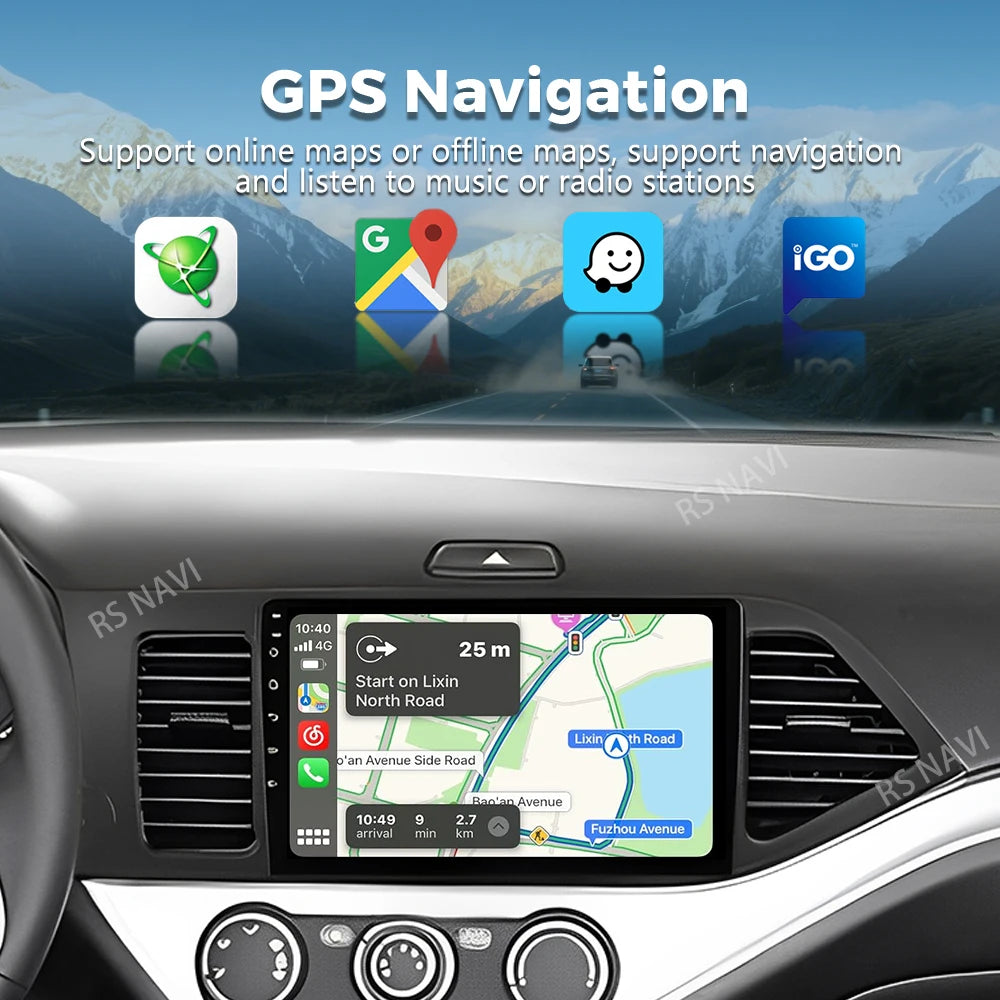 Android 16 For KIA Morning 2 picanto 2011-2017 LHD 2K QLED Android Car Radio Multimedia Vi