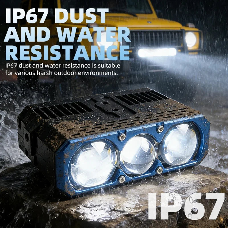 LED Headlight Universal Car Motorcycle Grille Light Car Accessories Projector Grille Light