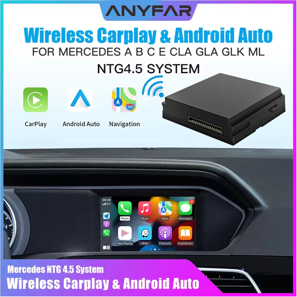 Wireless Carplay Decoder For Mercedes Benz A B C E CLA GLA GLK ML Sprinter NTG4.5 Becker M