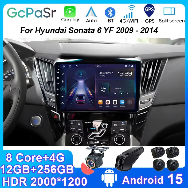 Android 15 For Hyundai Sonata 6 YF 2009 - 2014 Cart Multimedia Player Video Player Navigat