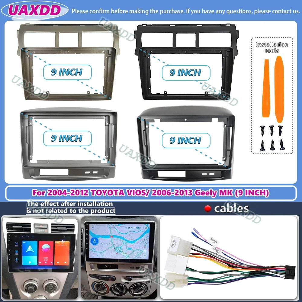 For 2004-2012 Geely MK Toyota Vios Yaris Vitz Belta 9inch cd radio android stereo frame pa