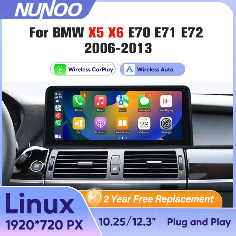 Wireless Carplay Android Auto Screen For BMW X5 E70 X6 E71 E72 2006-2013 Car Stereo Radio
