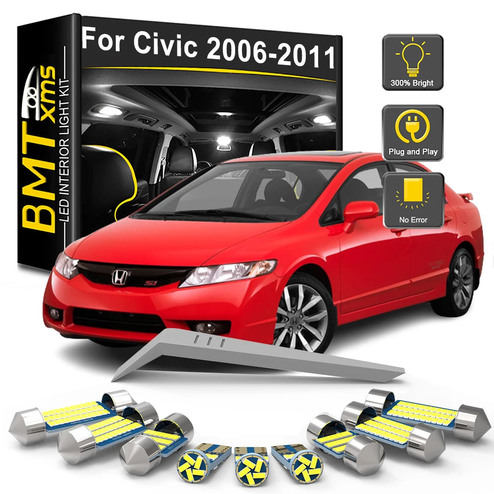 11-Piece LED Interior Light Kit for Honda Civic 8 MK8 8th Gen - Canbus Error-Free Bulbs | AUTOKITSHOP
